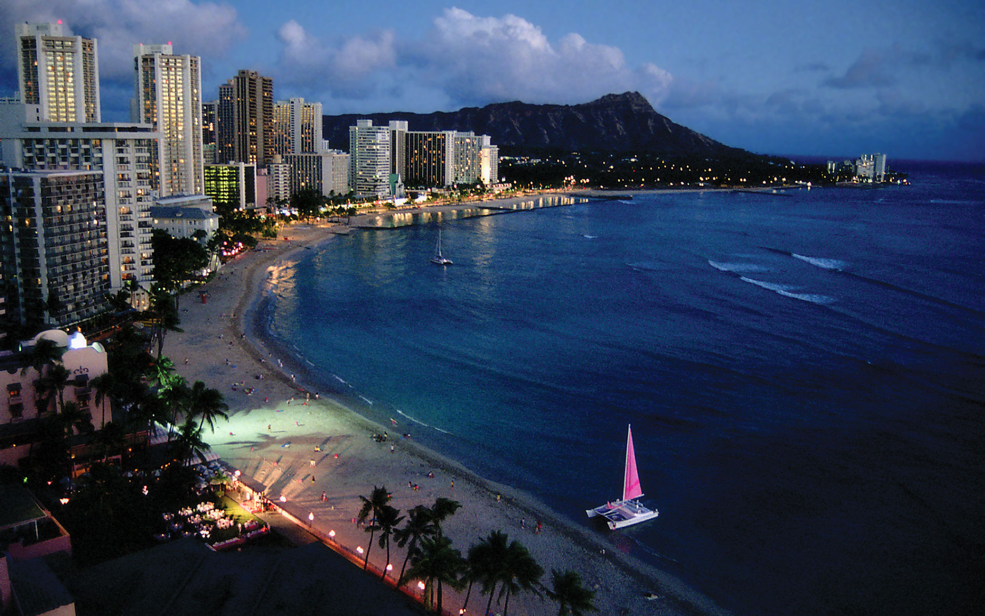 Evening scenery of Waikiki - 1920x1200