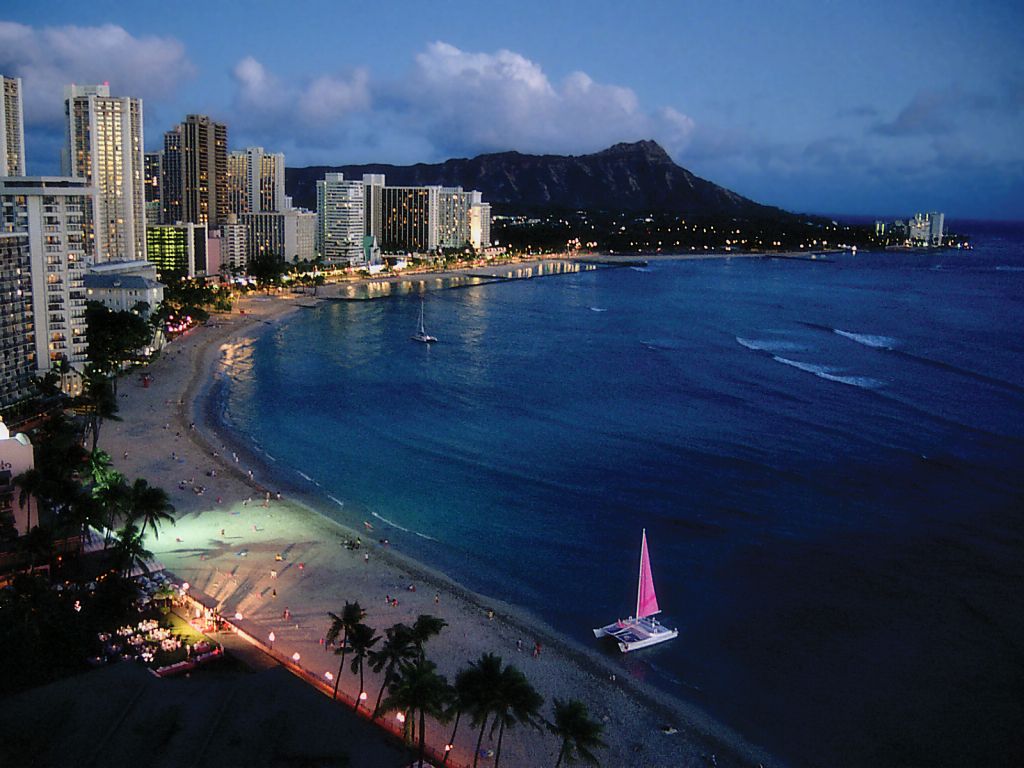 Evening scenery of Waikiki - 1024x768