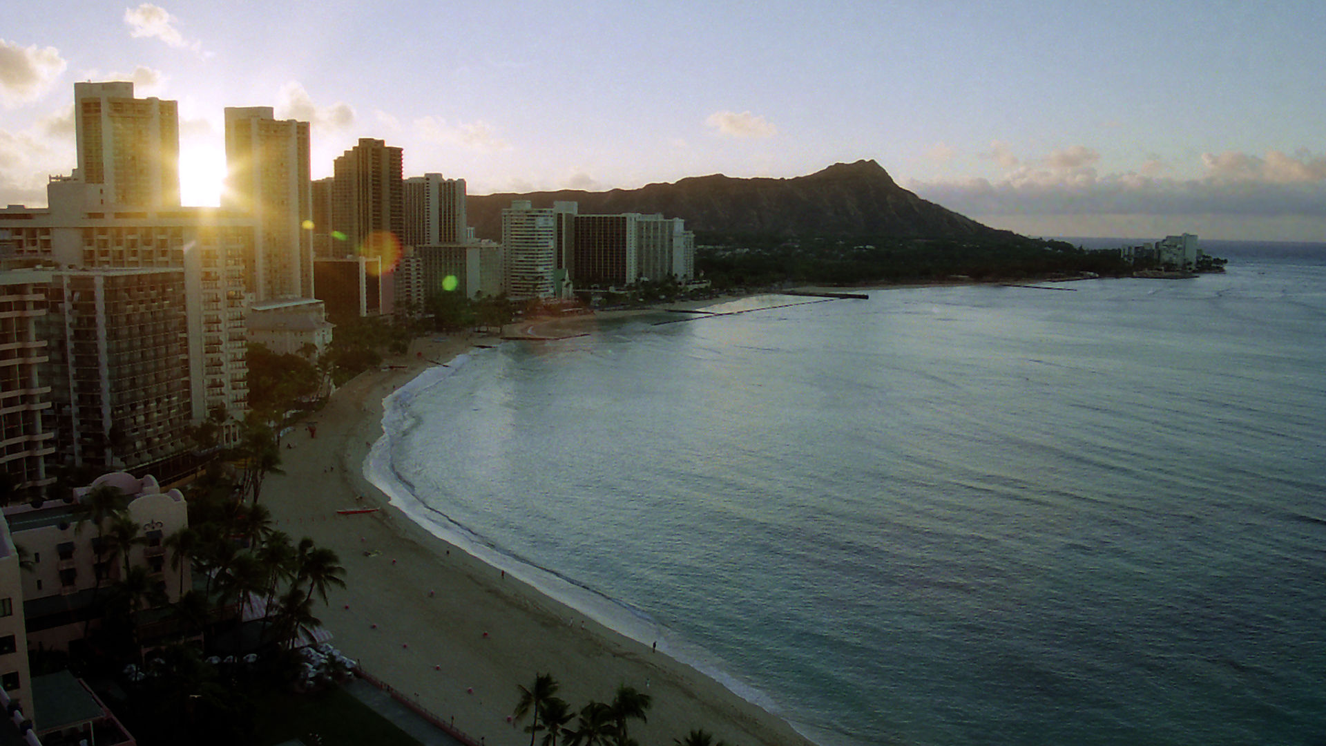 Morning scenery of Waikiki - 1920x1080